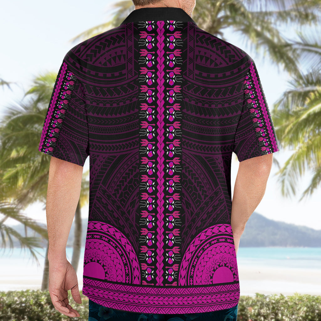 Afrikanisches Dashiki-Hawaii-Hemd mit polynesischem Muster - Rosa LT9