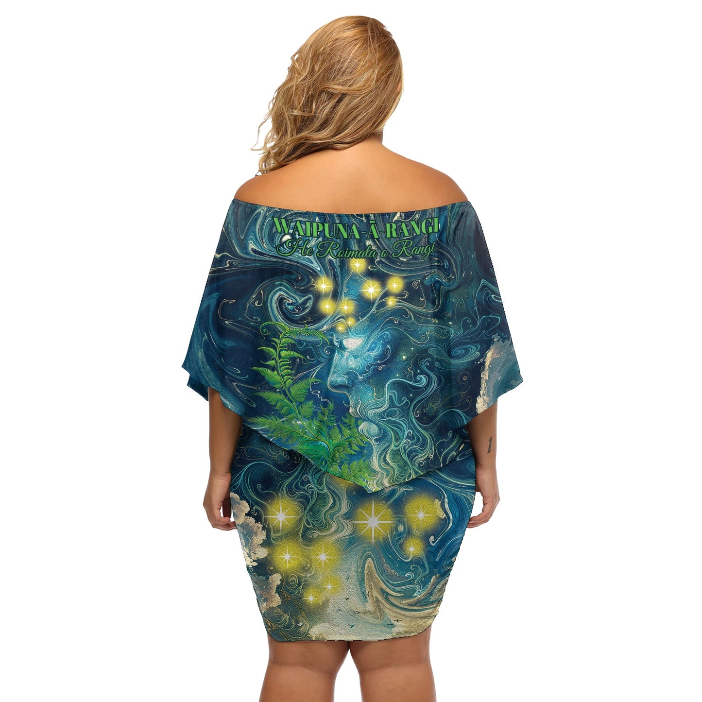 Neuseeland Matariki Waipuna-a-rangi Off Shoulder Kurzes Kleider blumen He Roimata o Rangi LT9