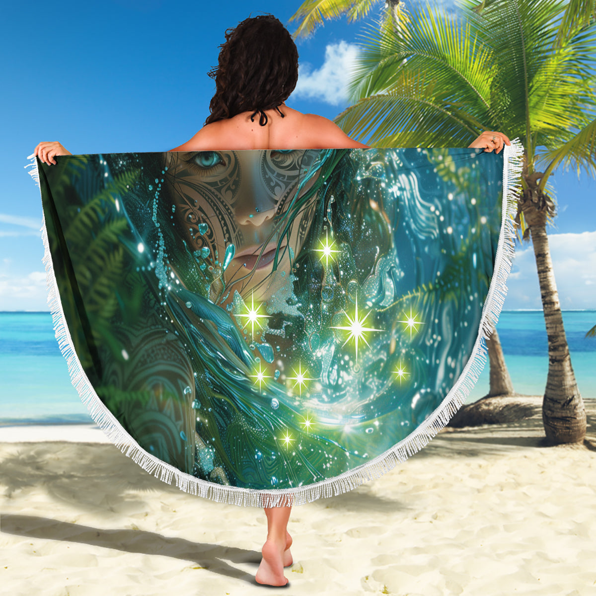 Braune afrikanische Dashiki mit Tonga Ngatu Muster Stranddecke LT14