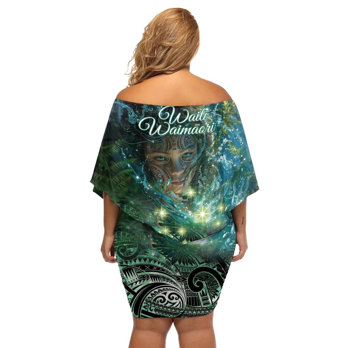 Neuseeland Matariki Waiti Off Shoulder Kurzes Kleider blumen Waimori und der Ursprung des Lebens LT9