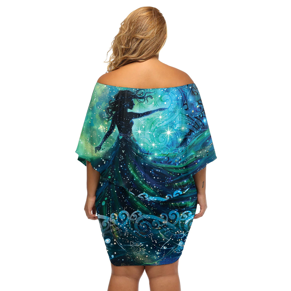 Neuseeland Matariki Hiwa-i-te-rangi Off Shoulder Kurzes Kleider blumen Titiro ki nga Whetu Wishing Star LT9