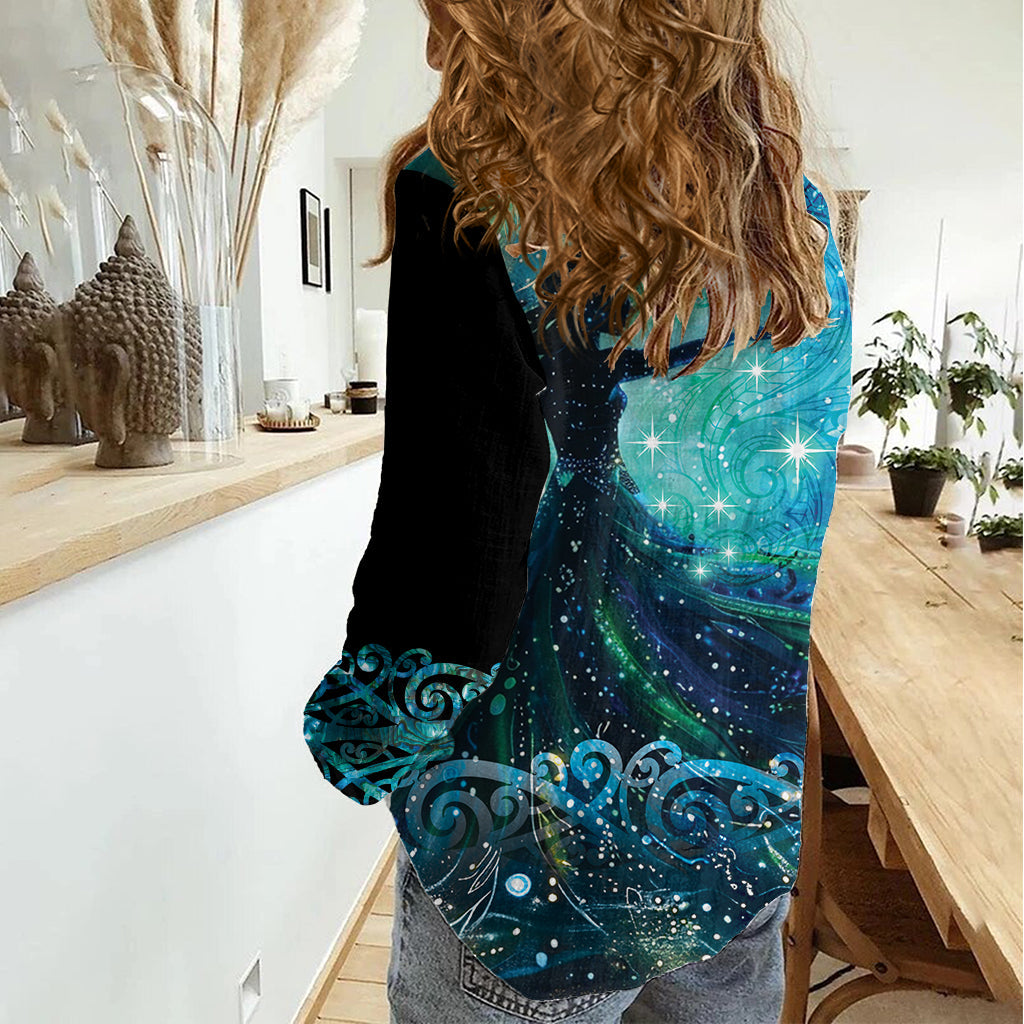 Neuseeland Matariki Hiwa-i-te-rangi Frauen Casual Shirt Titiro ki nga Whetu Wishing Star LT9