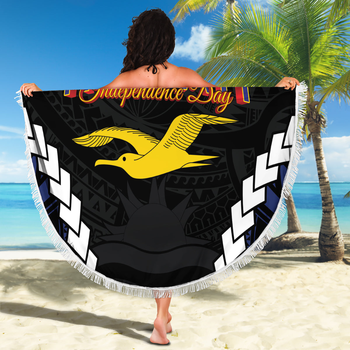Guam Vatertag Stranddecke Chamorro Latte Stein polynesisches Muster LT14