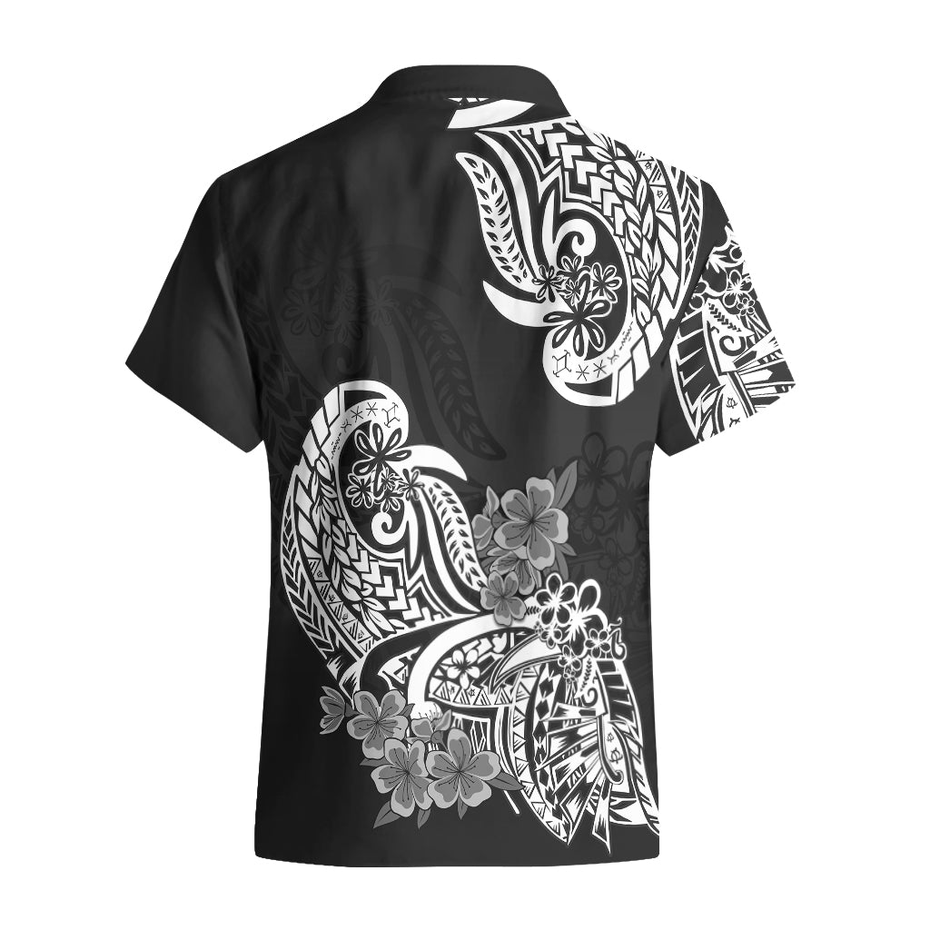 Polynesisches Hawaiihemd Pacific Flower Mix Floral Tribal Tattoo Black Vibe LT9
