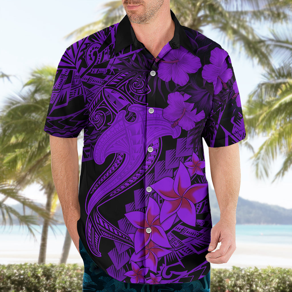 Aloha Hawaii Hawaiihemd Hammerhai Tattoo Polynesian Summer - Violett LT9