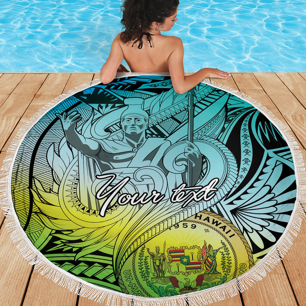 Neuseeland Wanaka Air Show Stranddecke mit Maori-Muster LT05