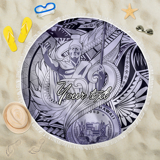 Personalised Aloha King Kamehameha Spirits Beach Blanket Violet Special