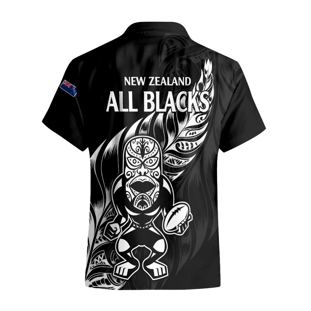 Neuseeland komplett schwarzes Rugby-Hawaii-Shirt LT9