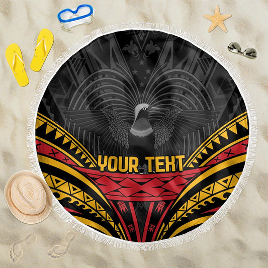 Custom Papua New Guinea Cricket Beach Blanket PNG Emblem Mix Polyneisan Pattern