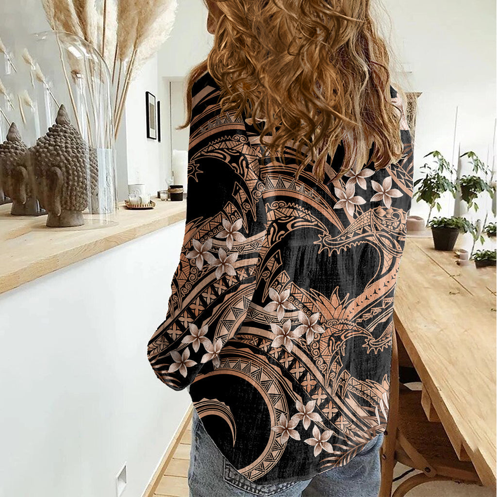 Polynesien Valentinstag Für immer in meinem Herzen Tattoo Frauen Casual Shirt Gold Stil LT9