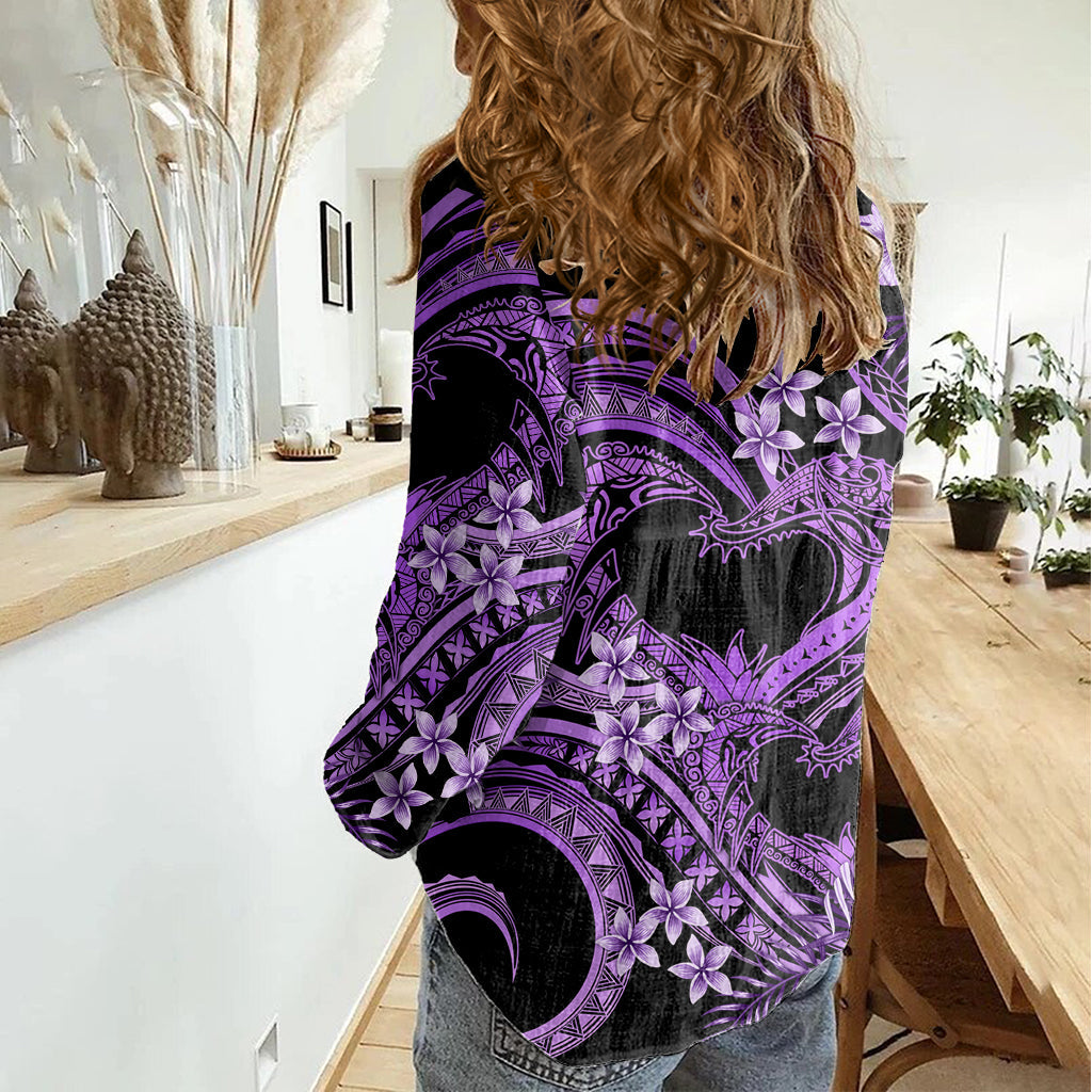 Polynesien Valentinstag Für immer in meinem Herzen Tattoo Frauen Casual Shirt Lila Stil LT9