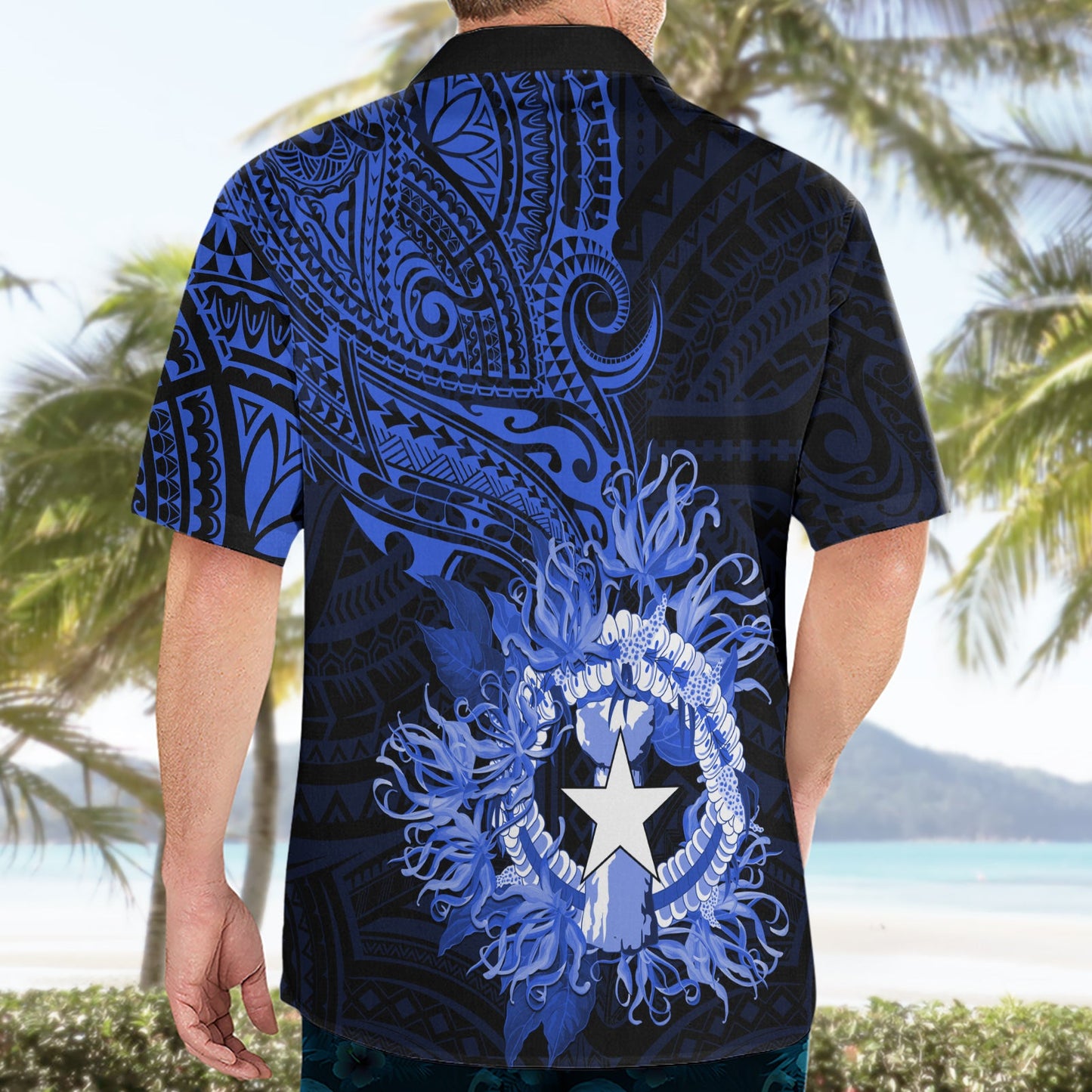 Nördliche Marianen Ylang-Ylang Mwarmwar Hawaiihemd Polynesian Blue Style LT9
