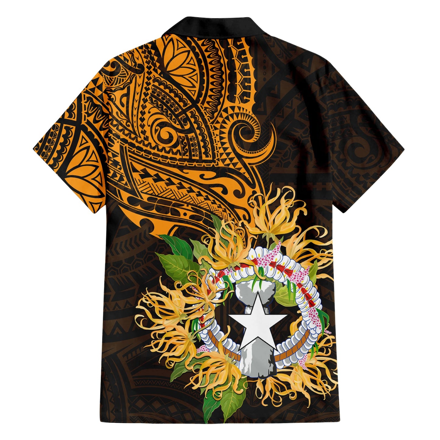 Nördliche Marianen Ylang-Ylang Mwarmwar Hawaiihemd Polynesian Gold Style LT9