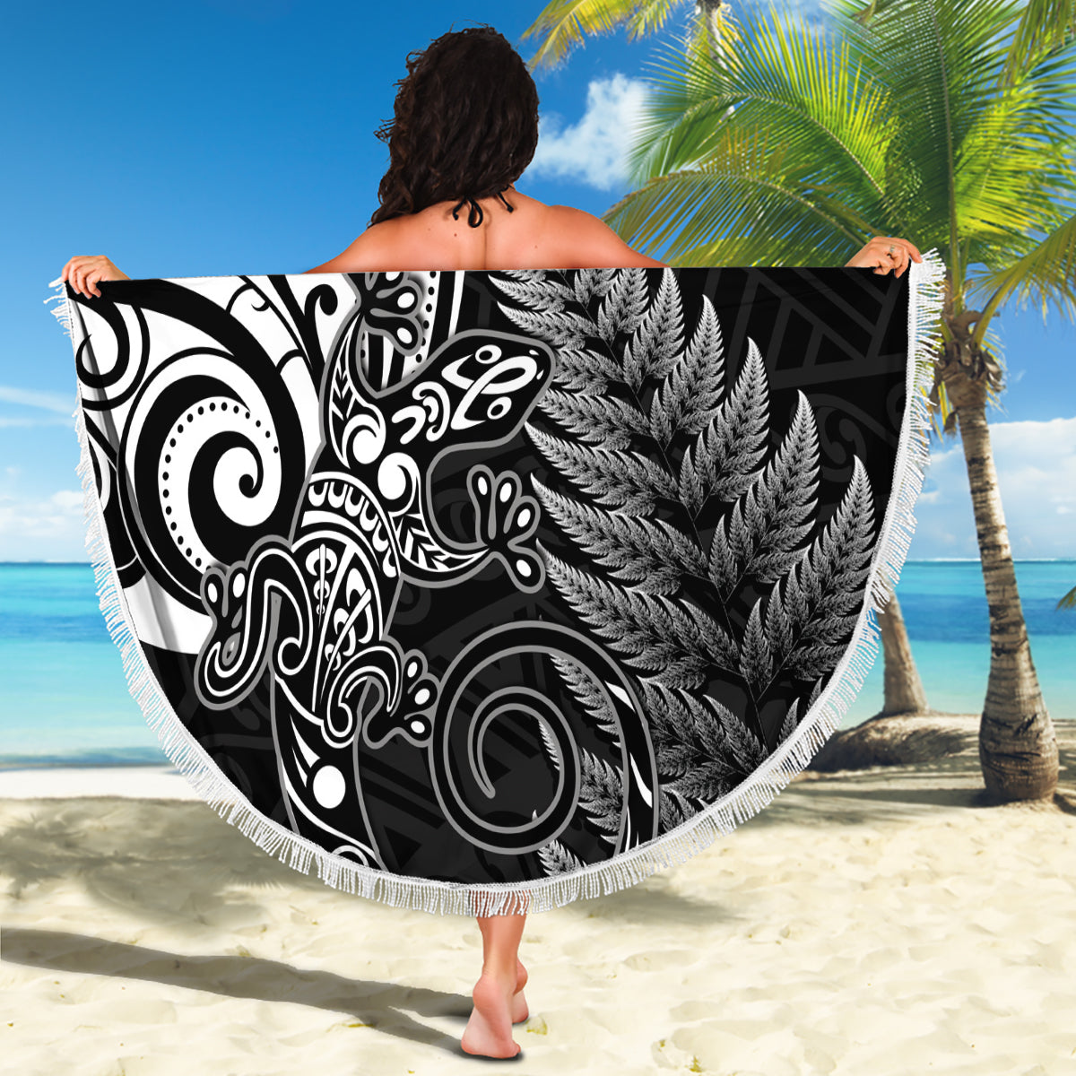 Pasifika Festival Stranddecke Tribal Muster Lila Version LT01