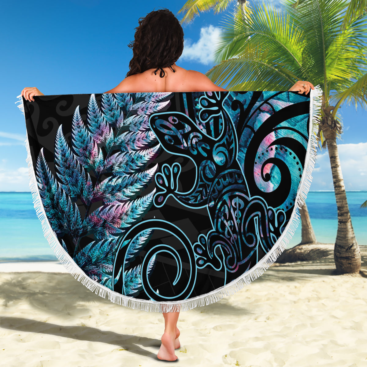 Pasifika Festival Stranddecke Tribal Muster Violette Version LT01