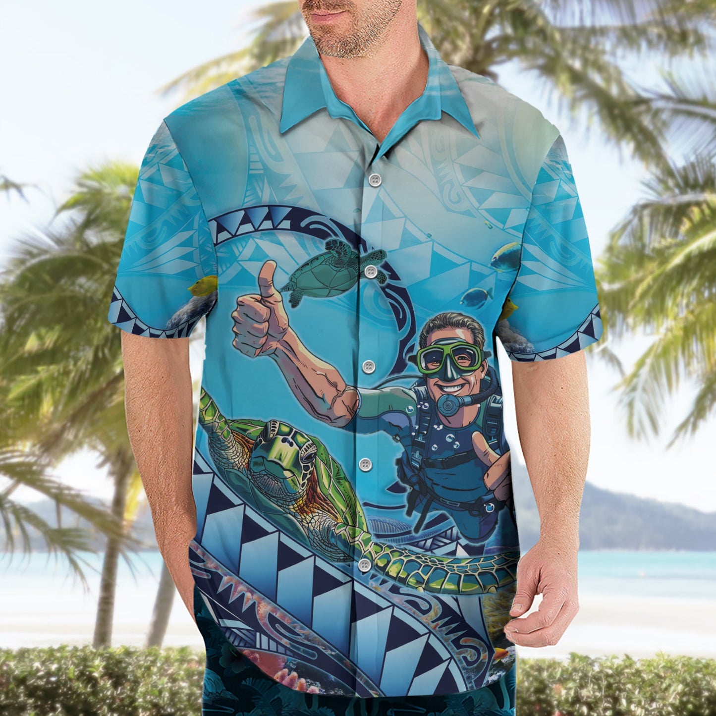 Hawaii Schnorcheln Honu Schildkröte Hawaiihemd Under The Ocean Vibes LT14