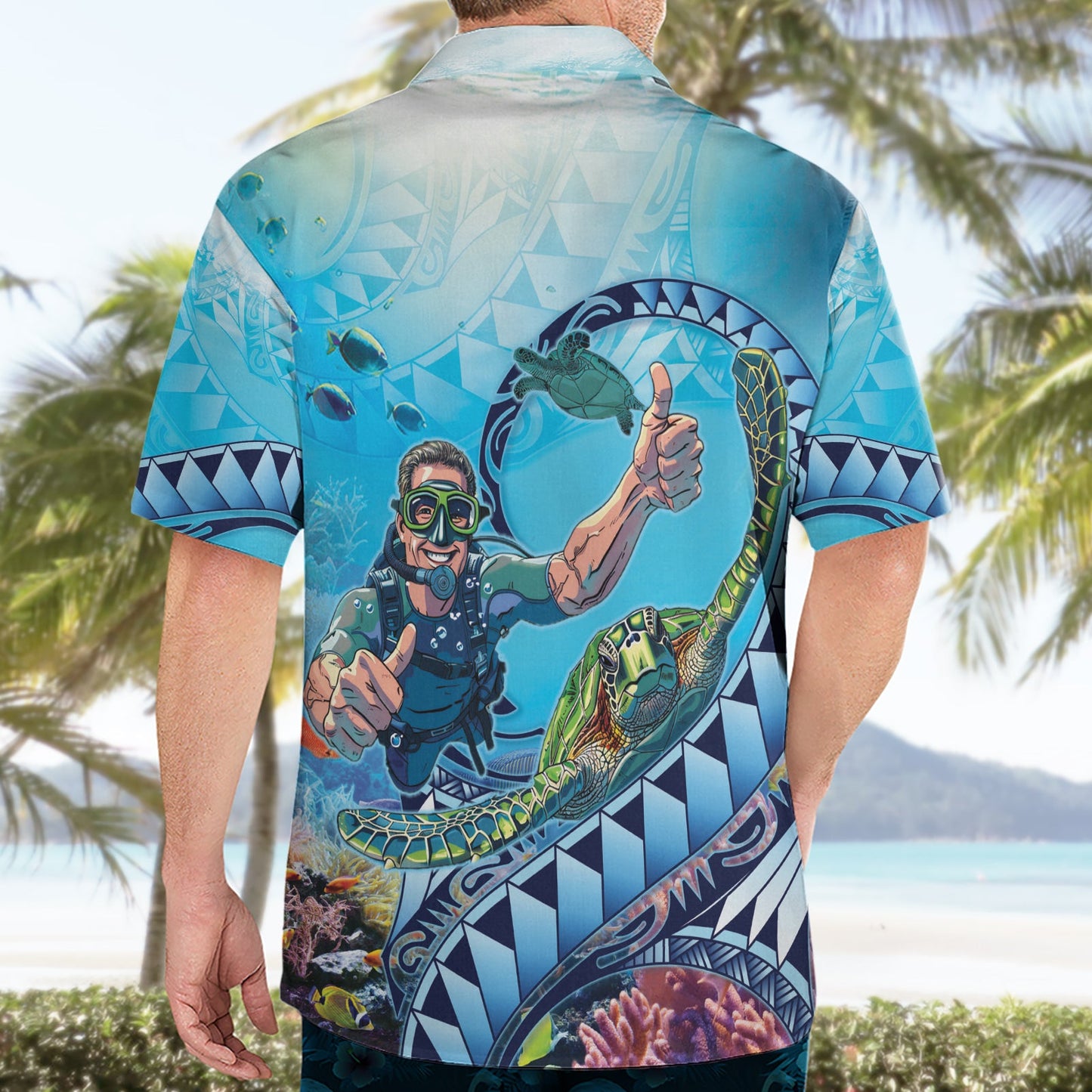 Hawaii Schnorcheln Honu Schildkröte Hawaiihemd Under The Ocean Vibes LT14