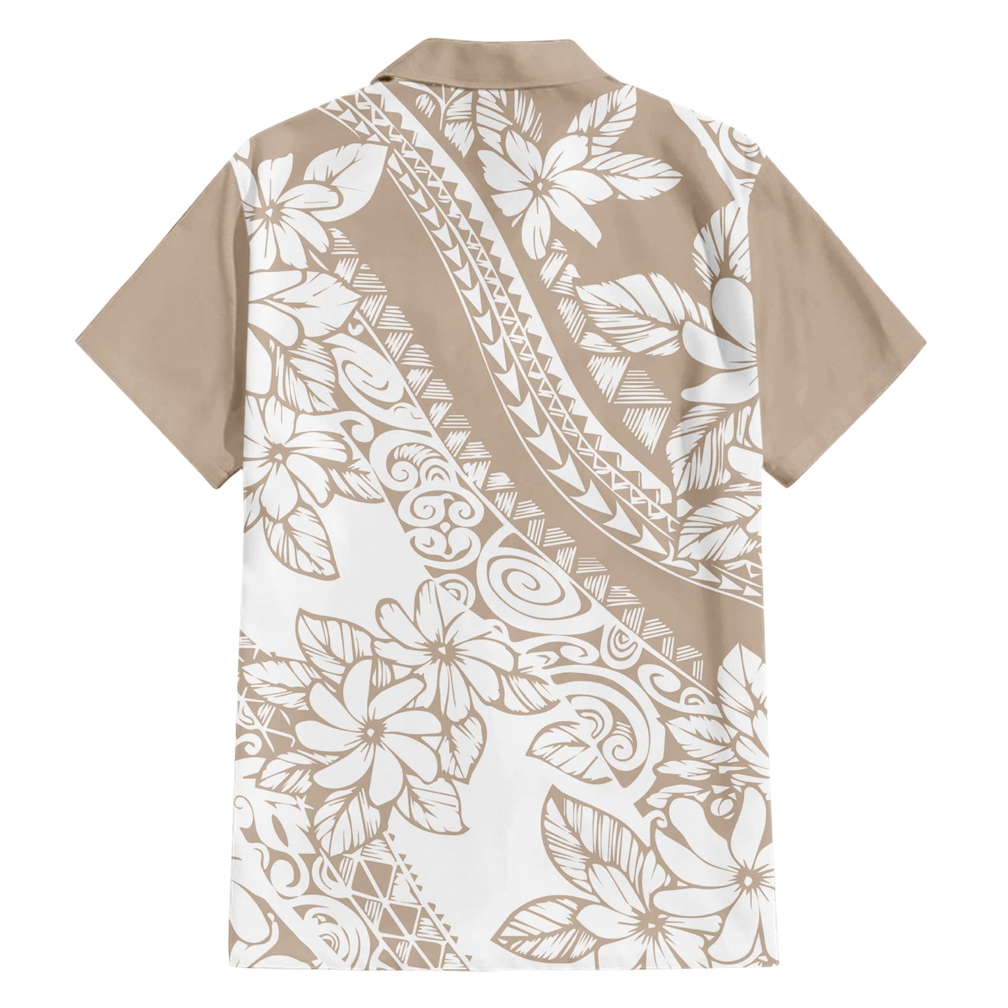 Polynesien Hawaiihemd Polynesische Tropische Blumen Beige Pastell Vibes LT14