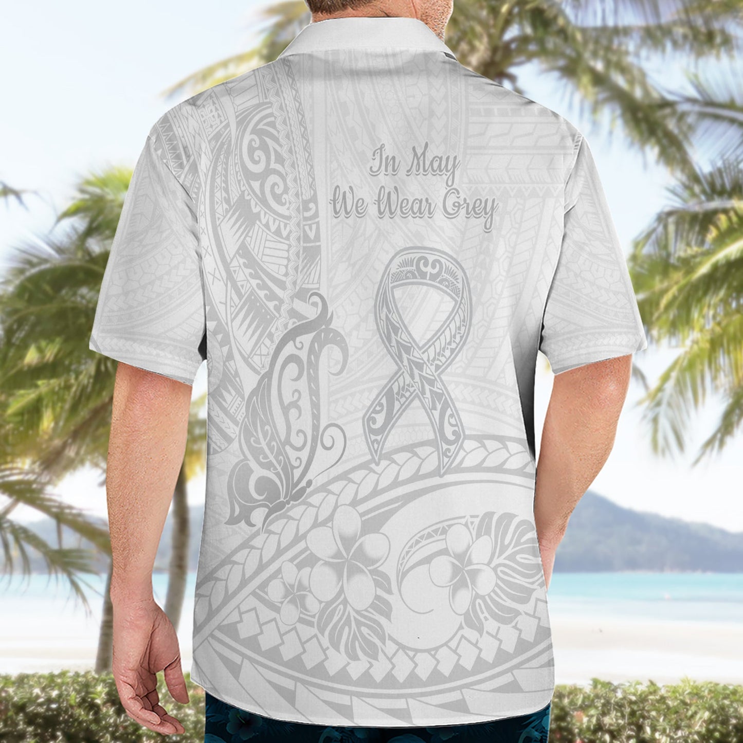 Polynesien Brain Cancer Awareness Hawaiihemd Im Mai tragen wir grau LT14