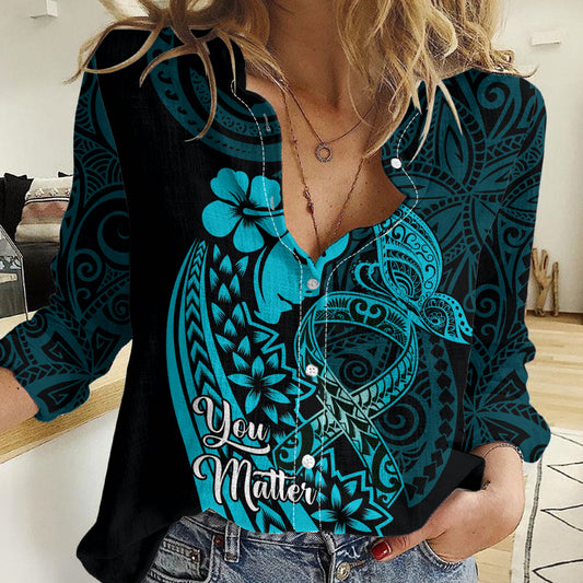 Polynesia World Ovarian Cancer Day Women Casual Shirt You Matter Polynesian Women