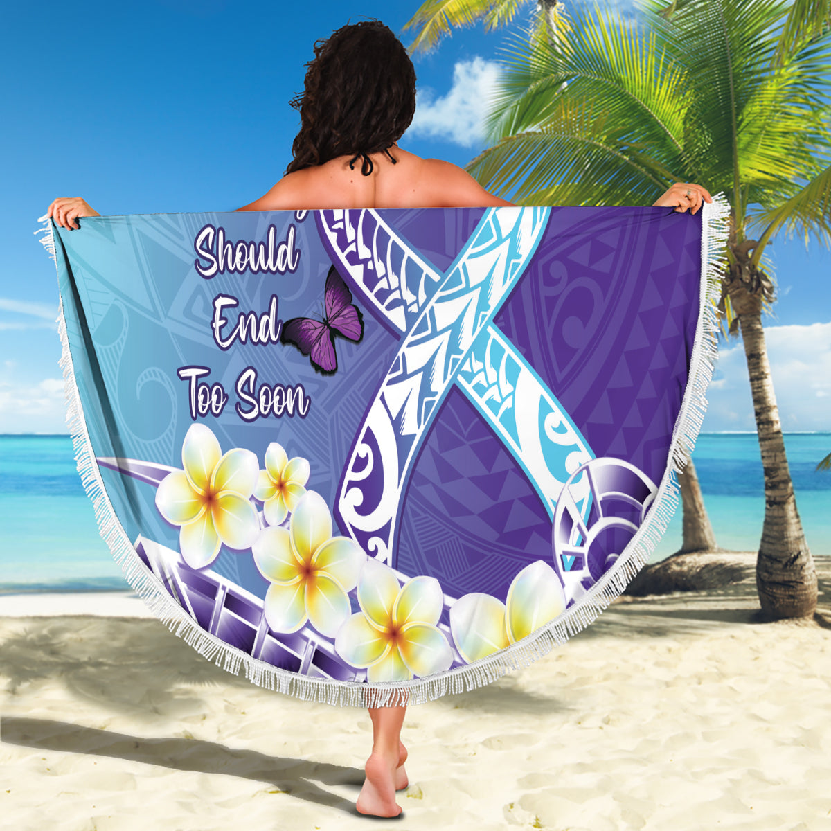 Tafea Vanuatu Stranddecke Hibiskus Sandzeichnung mit Pazifikmuster LT9
