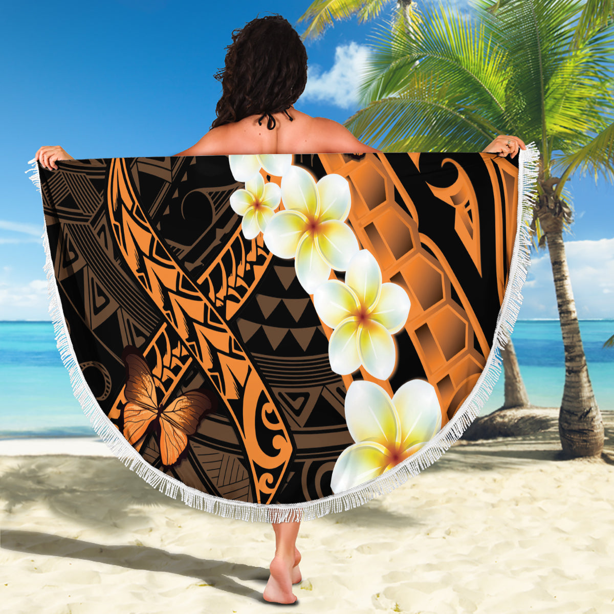 Torba Vanuatu Stranddecke Hibiskus Sandzeichnung mit Pazifikmuster LT9