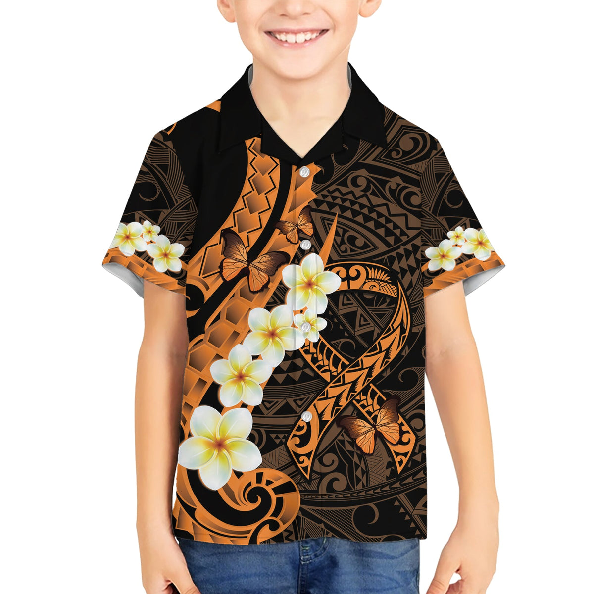 Monat des Bewusstseins für Leberkrebs Hawaiihemd Bewusstsein ist der Schlüssel Orange polynesisches Band LT14