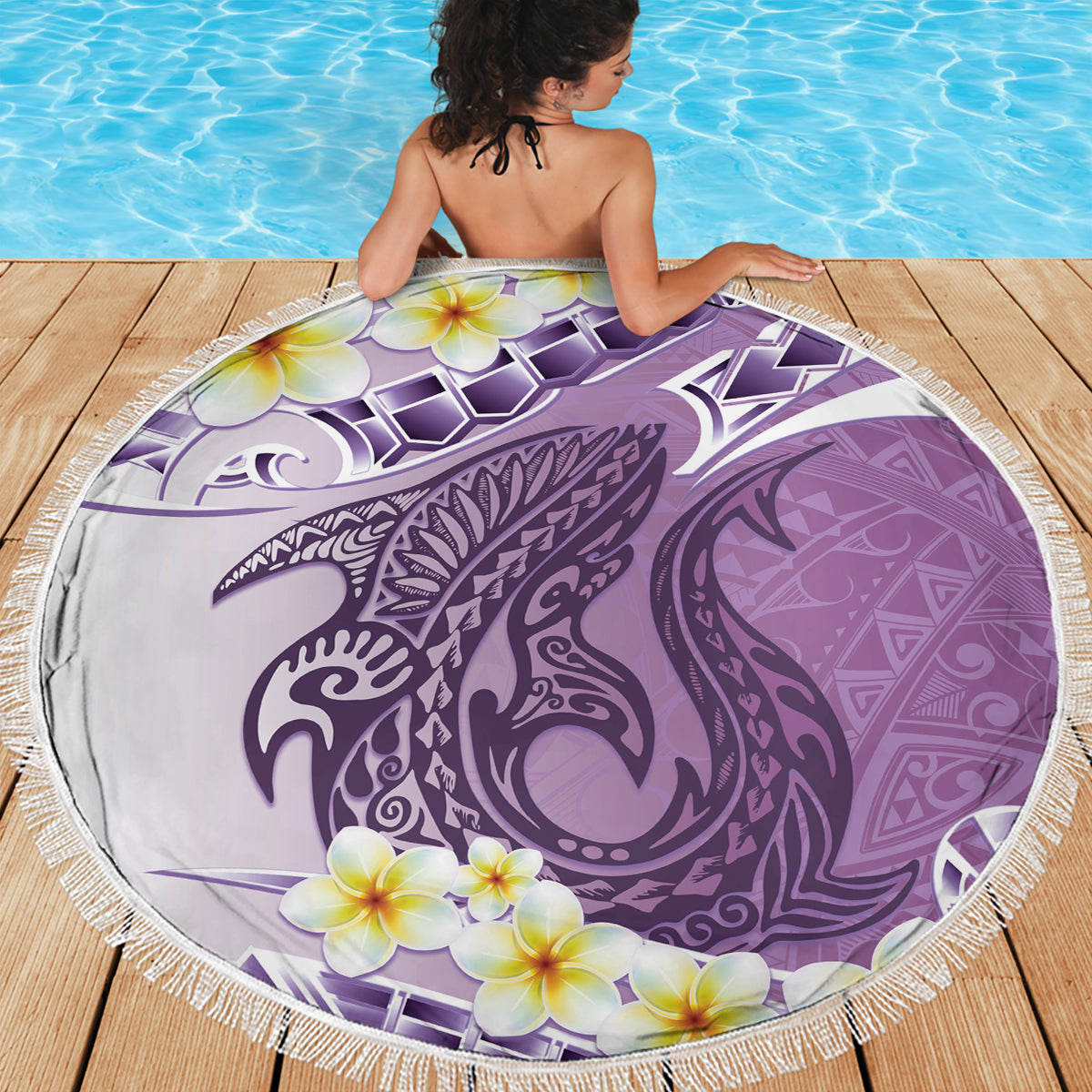 Französisch-Polynesien - Tag der internen Autonomie - Stranddecke - Tropisches Hibiskus- und Schildkrötenmuster - LT05