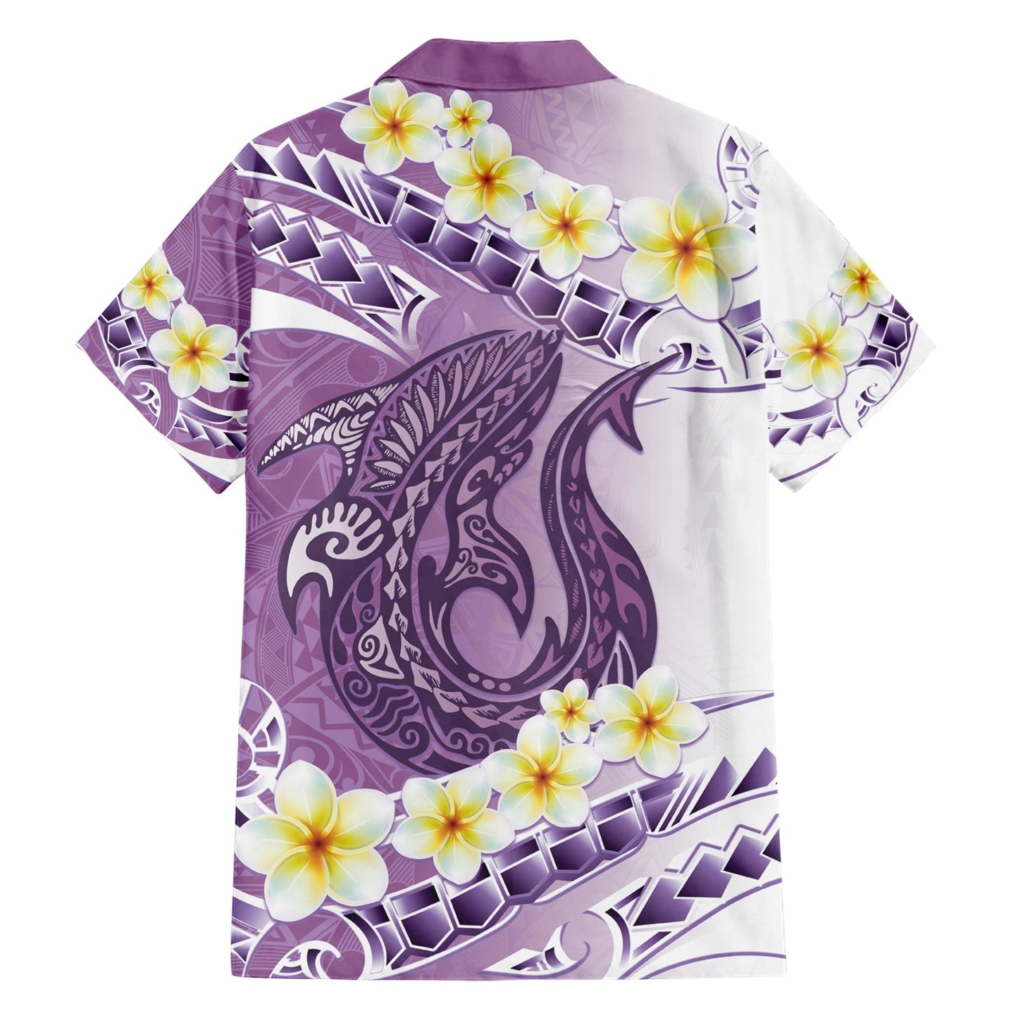 Lila Hawaii Hai Tattoo Hawaiihemd Frangipani mit polynesischer Pastellversion LT14