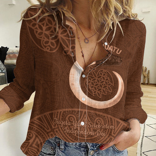Vanuatu Indipendens Dei Women Casual Shirt Yumi 44th Sand Drawing Turtle Mix Lapita