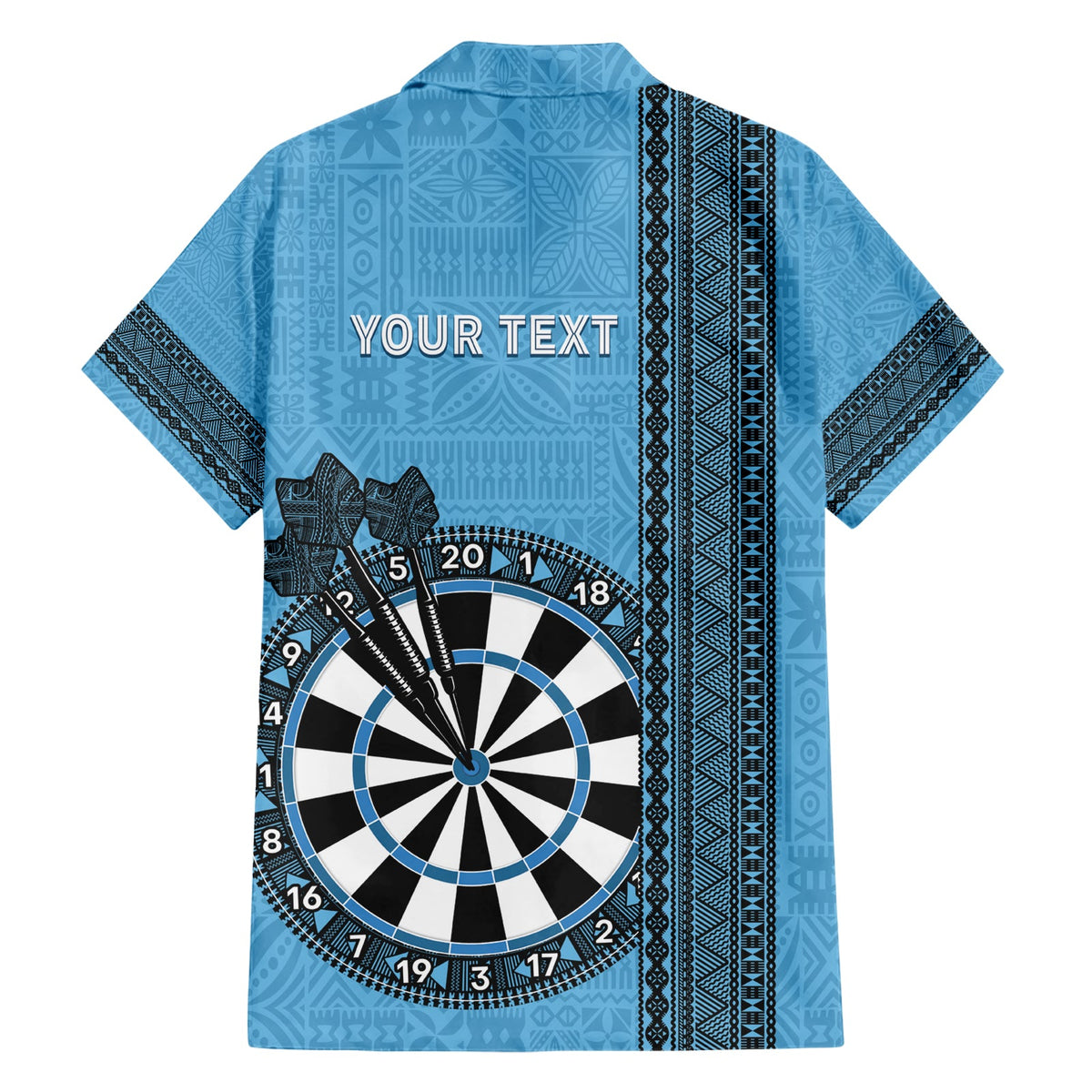 Personalisiertes Fiji Darts Hawaiihemd Fidschi Tapa Muster - Blau LT14