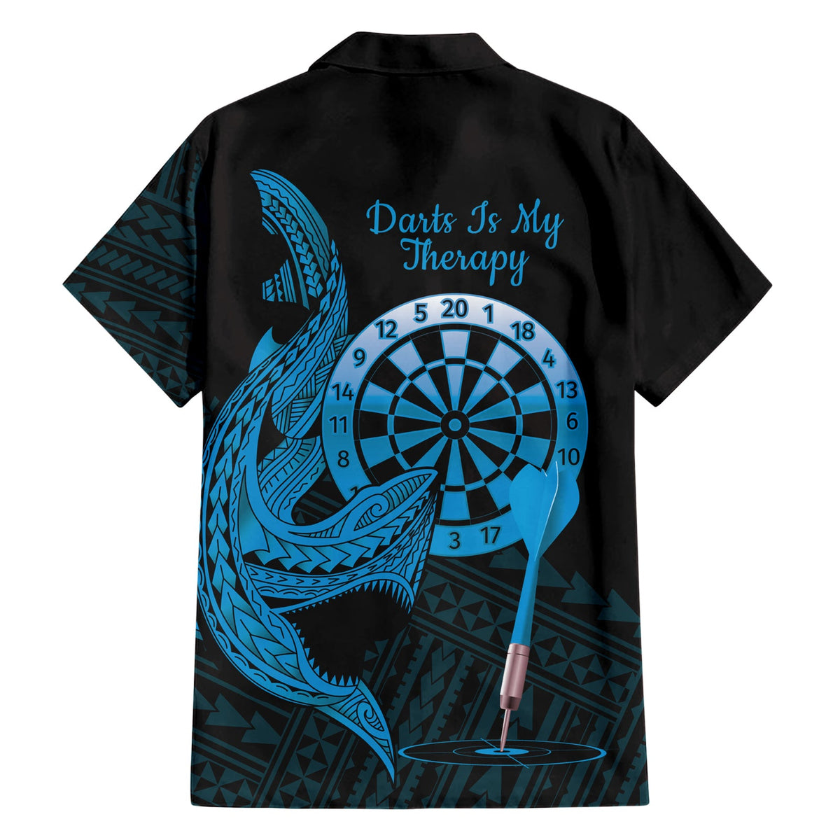 Aloha Hawaii Darts Hawaiihemd Dartscheibe mit polynesischem Hai - Blau LT14