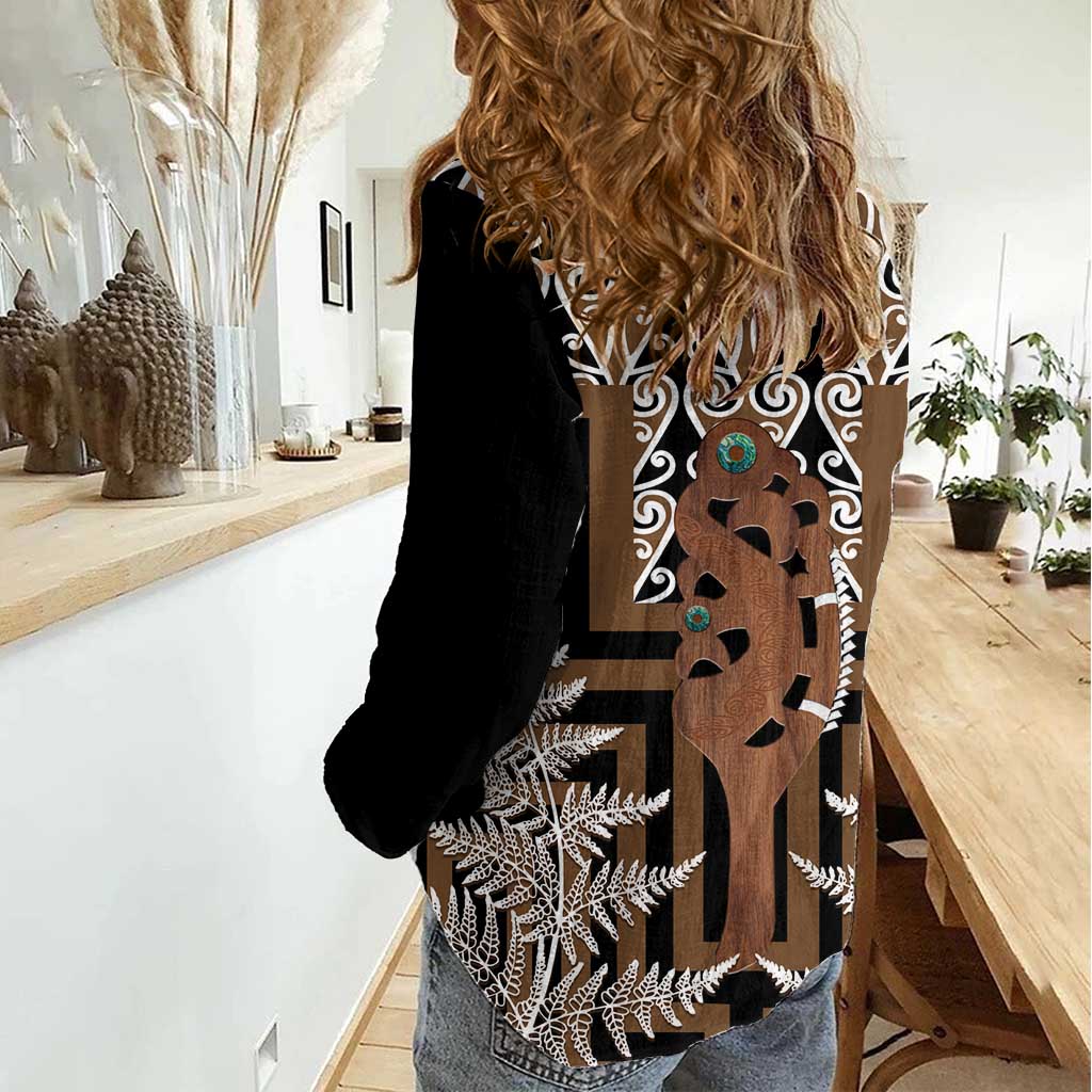 Neuseeland Damen Freizeithemd Maori Maripi Messer mit Poutama Art LT14