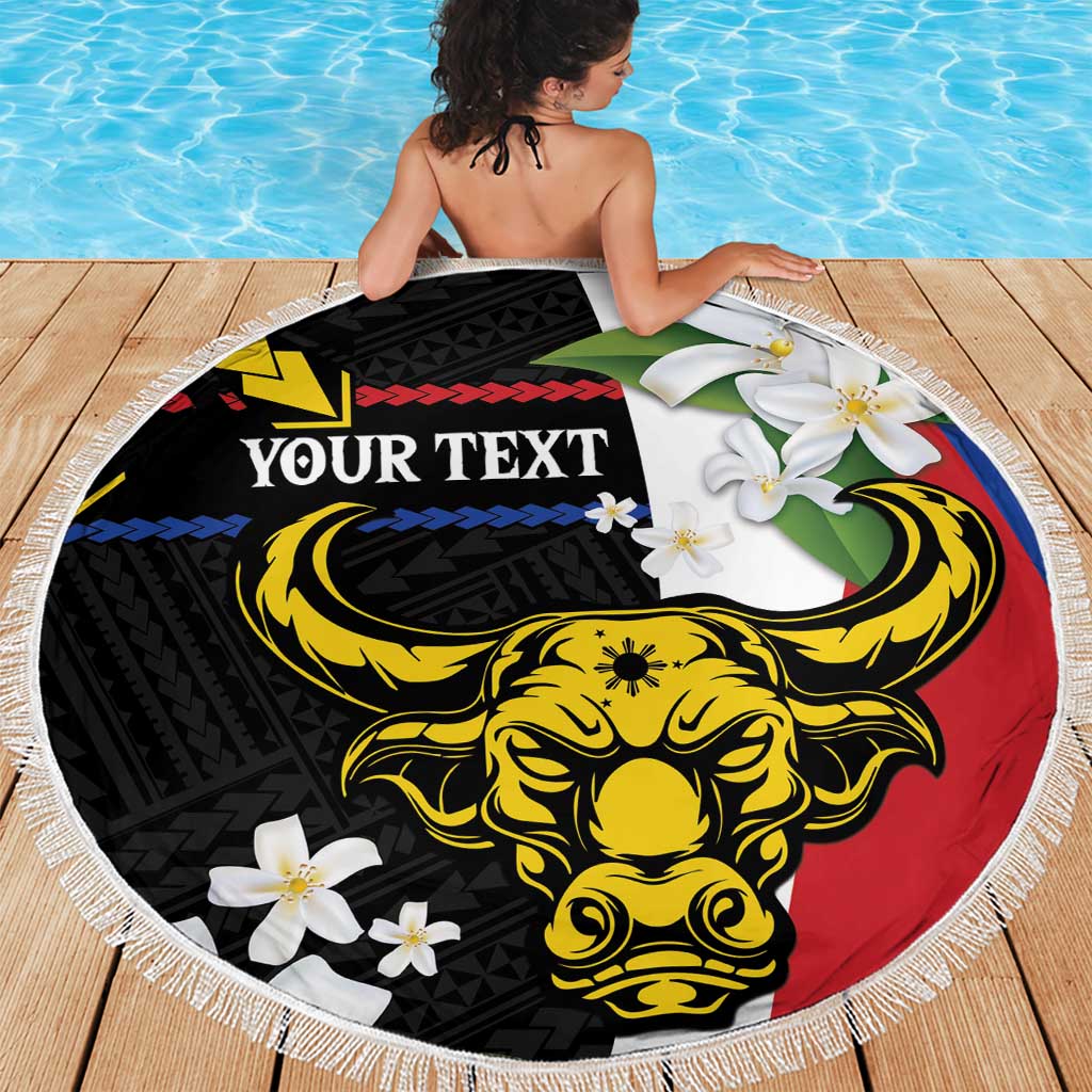Hawaii Hibiskus und Plumeria Blumen Stranddecke sandfrei Tapa Tribal Muster Halbstil Graustufenmodus LT03