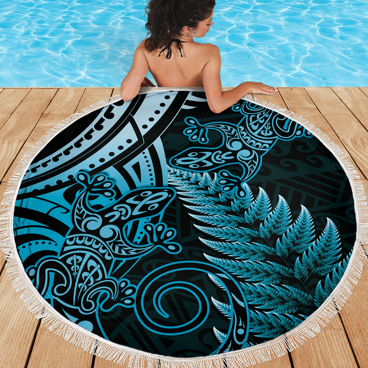 Happy Holi Festival Stranddecke Rangoli mit polynesischem Muster LT05