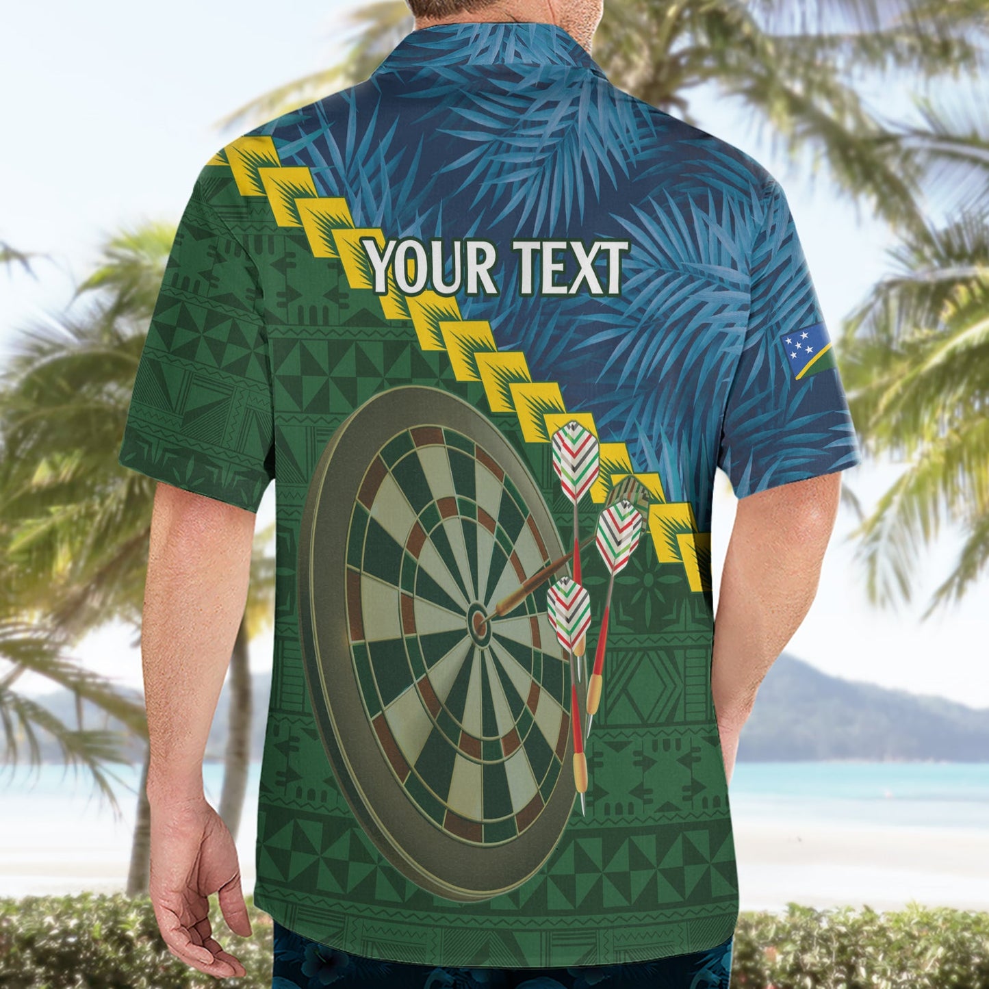Personalisiertes Salomonen Darts Hawaiihemd Tropische Blätter Melanesisches Muster LT14