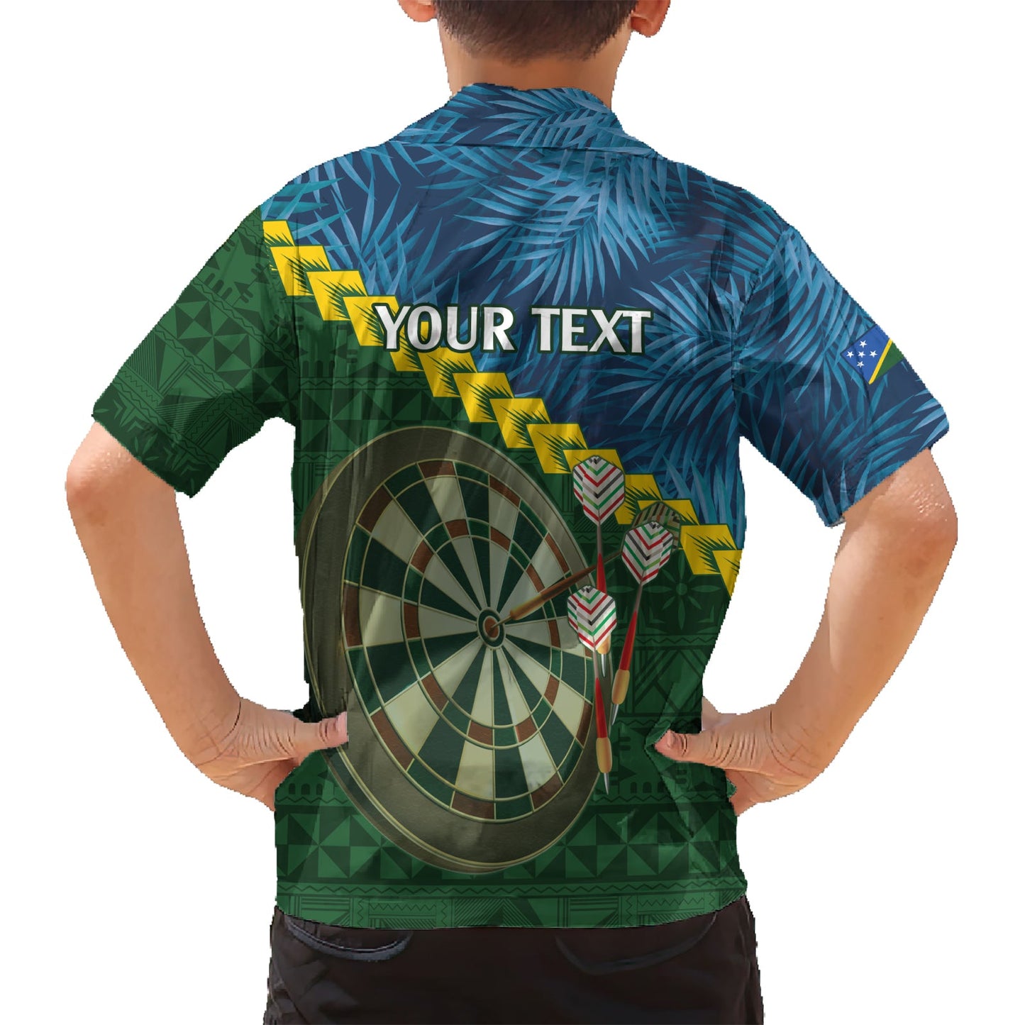 Personalisiertes Salomonen Darts Hawaiihemd Tropische Blätter Melanesisches Muster LT14