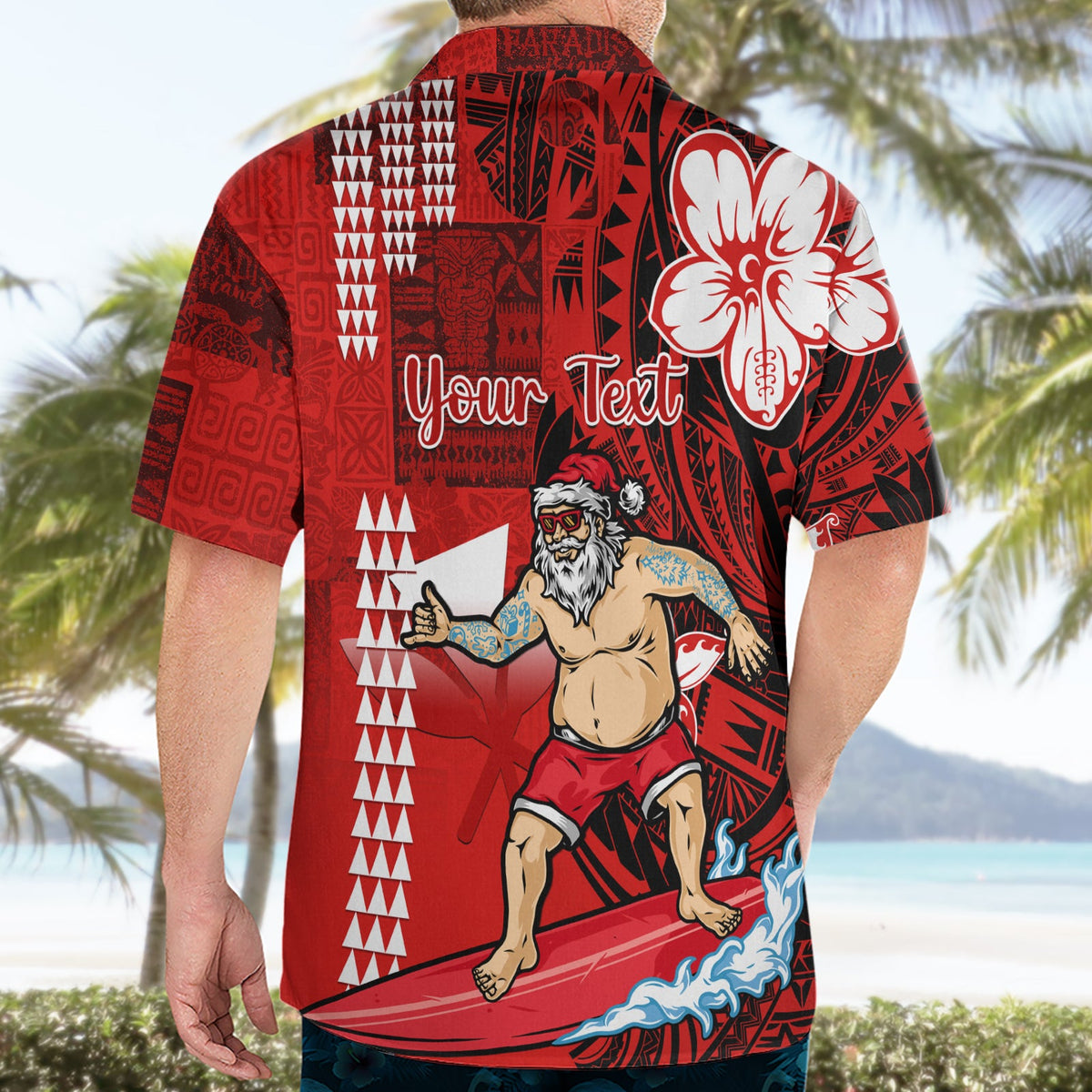 Personalisiertes Hawaii-Weihnachtshemd Mele Kalikimaka Surfing Santa Claus LT14