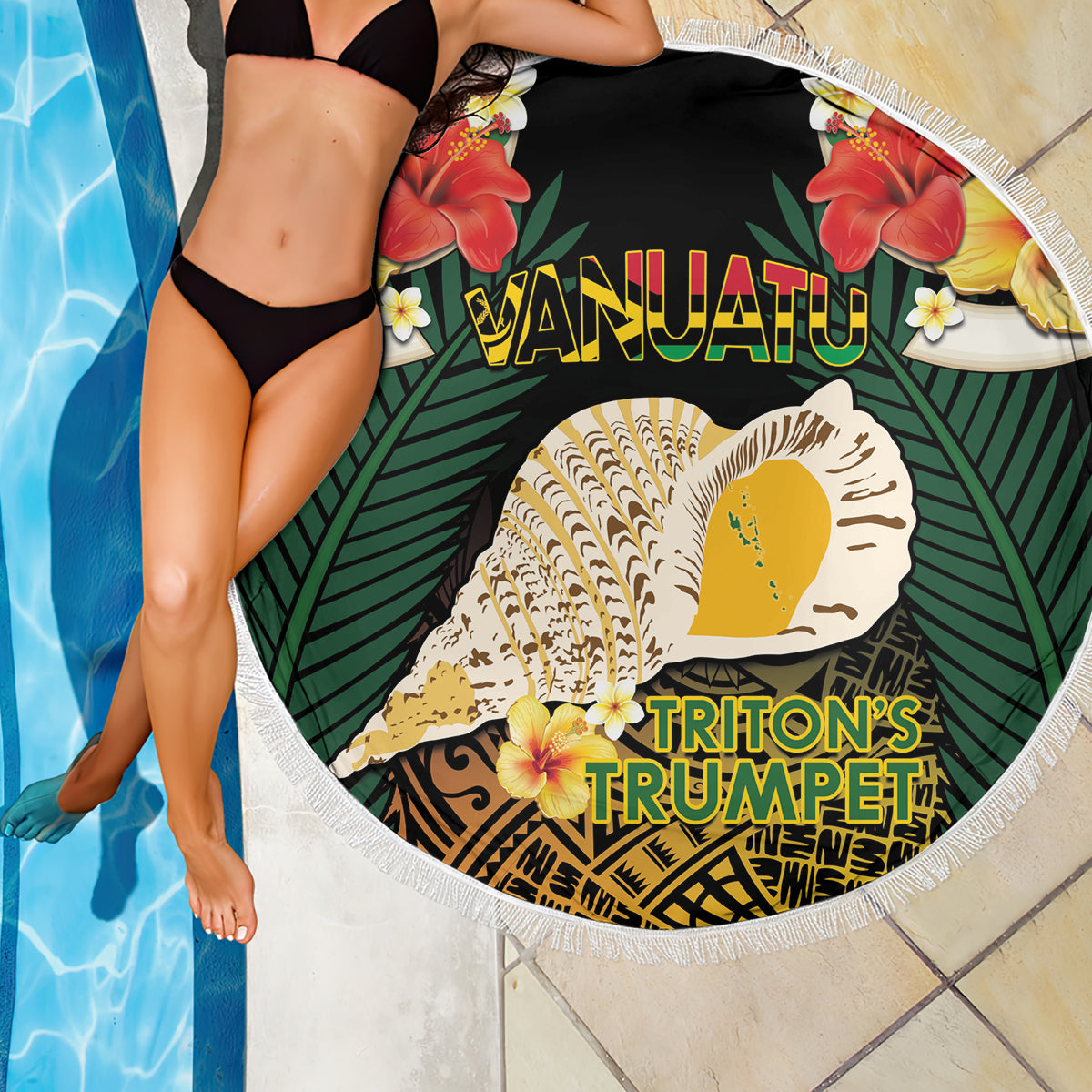 Polynesische Sonnenuntergang Plumeria Stranddecke Rot Polynesian Tattoo LT05