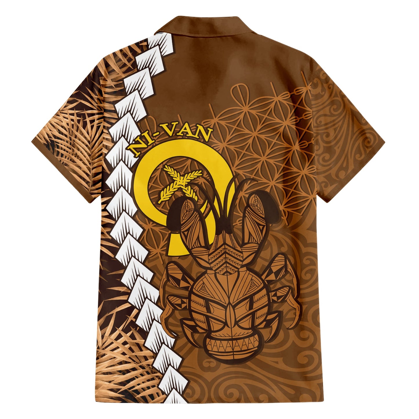 Vanuatu Coconut Crab Hawaiian Shirt Ni-Van tropischen Blättern mit Sand Zeichnung Kunst LT14