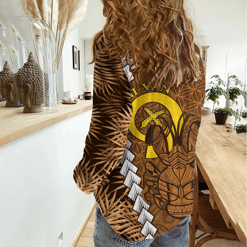 Vanuatu Coconut Crab Frauen Casual Shirt Ni-Van tropischen Blättern mit Sand Zeichnung Kunst LT14