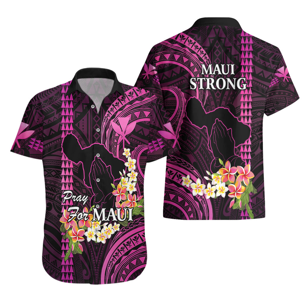 Hawaiihemd Beten für Maui Hawaiian Plumeria Sei stark Rosa Version LT14