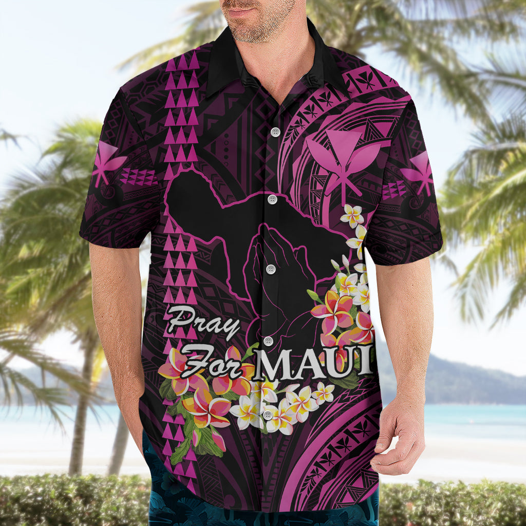 Hawaiihemd Beten für Maui Hawaiian Plumeria Sei stark Rosa Version LT14