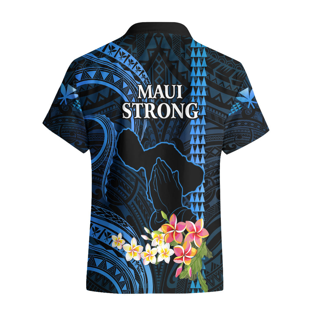 Hawaiihemd Beten für Maui Hawaiian Plumeria Sei stark Blau Version LT14