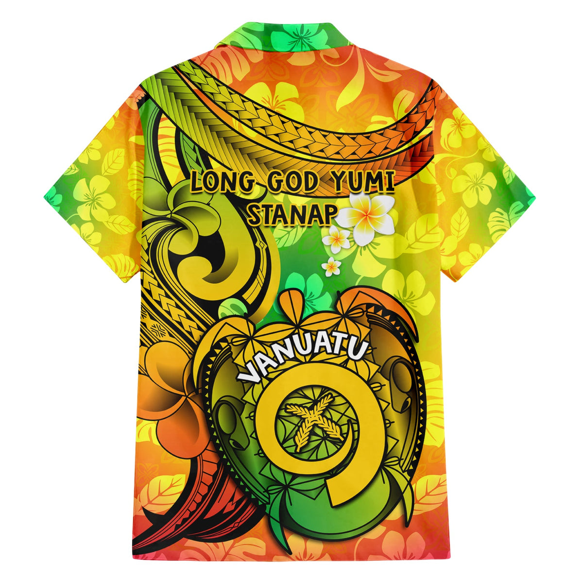 Halo Vanuatu Hawaiihemd Sandzeichnung Schildkröte polynesische tropische Blumen LT14