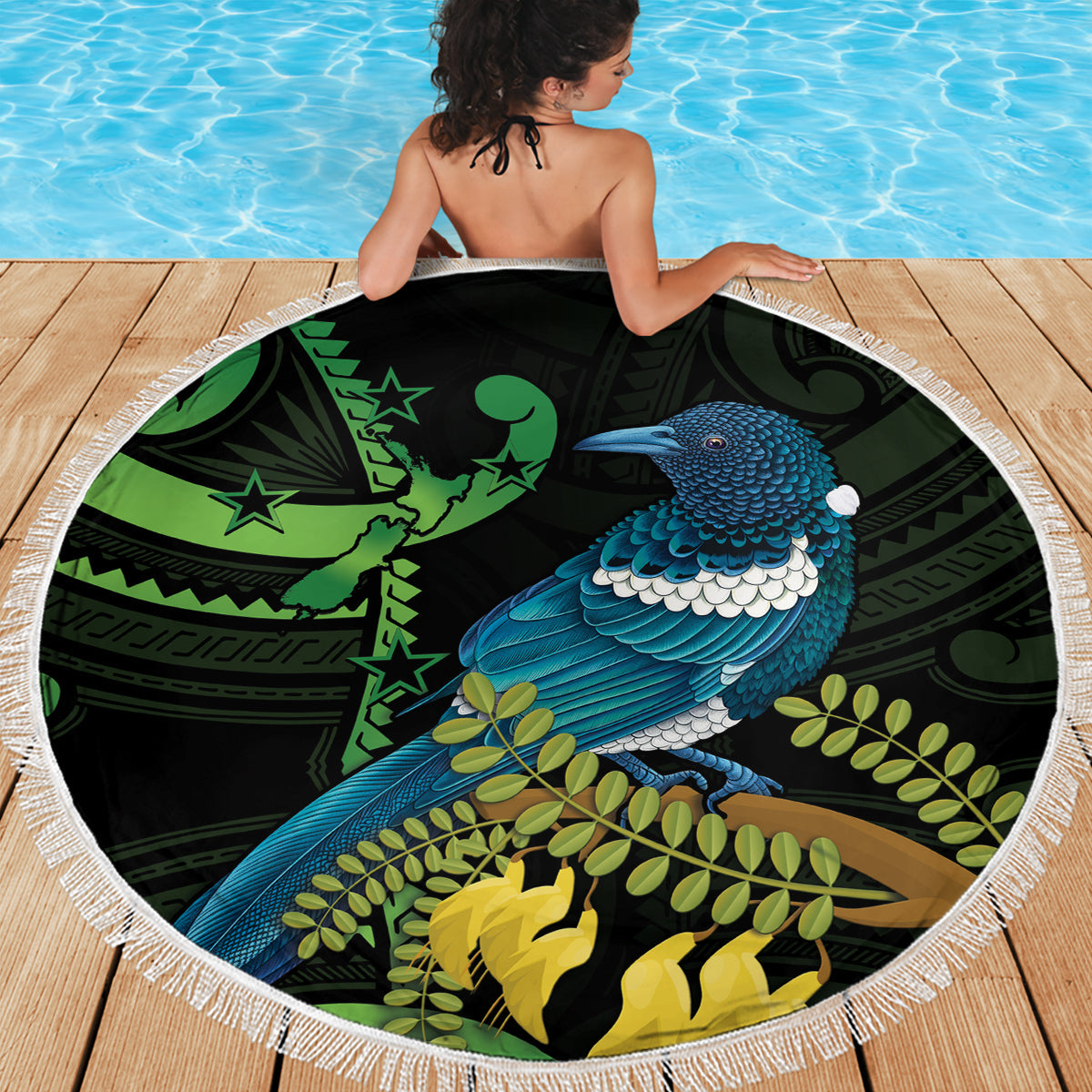 Hawaiianische Hibiskus Tribal Vintage Motiv Stranddecke Ver 7 LT9