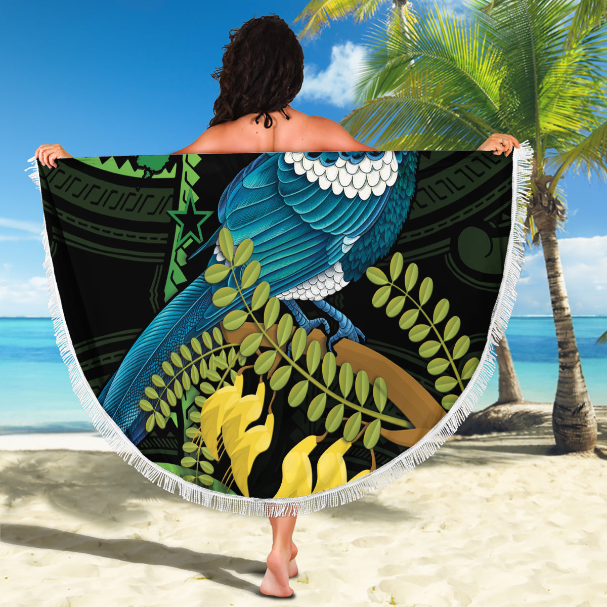 Hawaiianische Hibiskus Tribal Vintage Motiv Stranddecke Ver 7 LT9