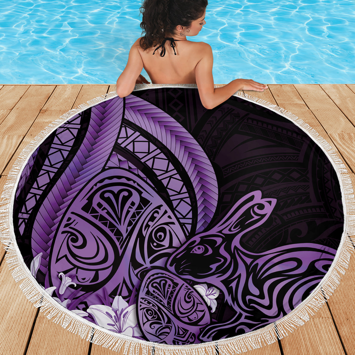 Tukenny Muster Fidschianische Kriegskeulen Mix Tapa Tribal Stranddecke LT03
