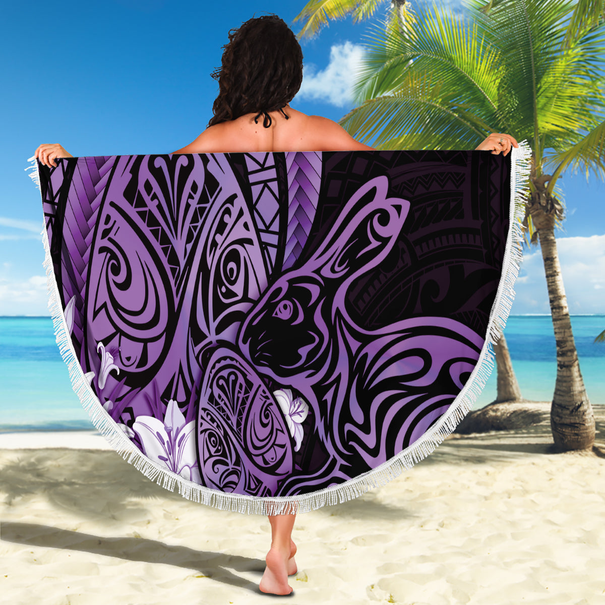 Tukenny Muster Fidschianische Kriegskeulen Mix Tapa Tribal Stranddecke LT03