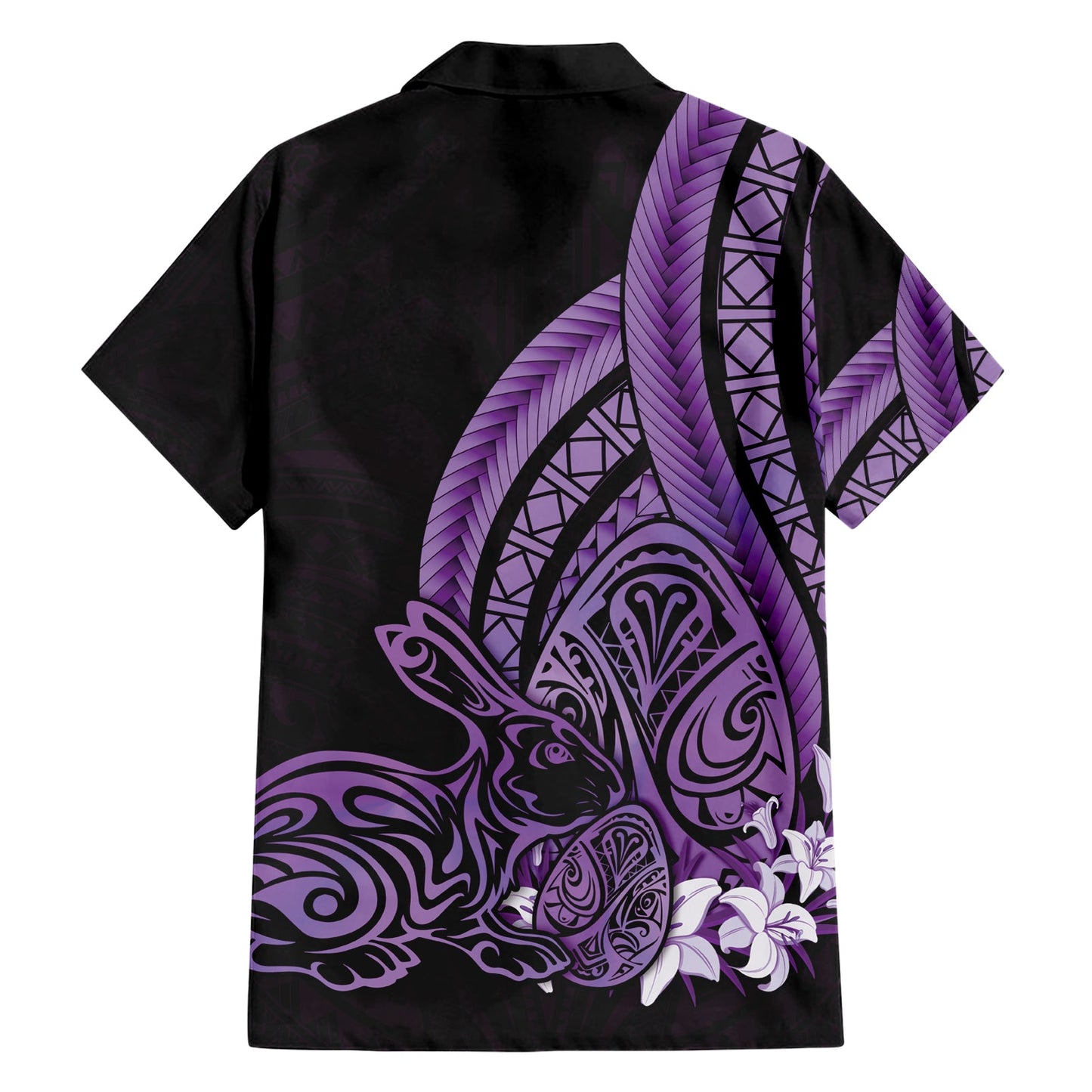 Lila Polynesien Ostern Hawaiihemd Eier mit Hase polynesischen Muster LT14